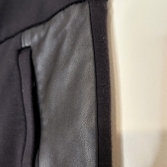 Loft ponte stretch pants faux leather tuxedo stripe black 6 - Picture 3 of 16